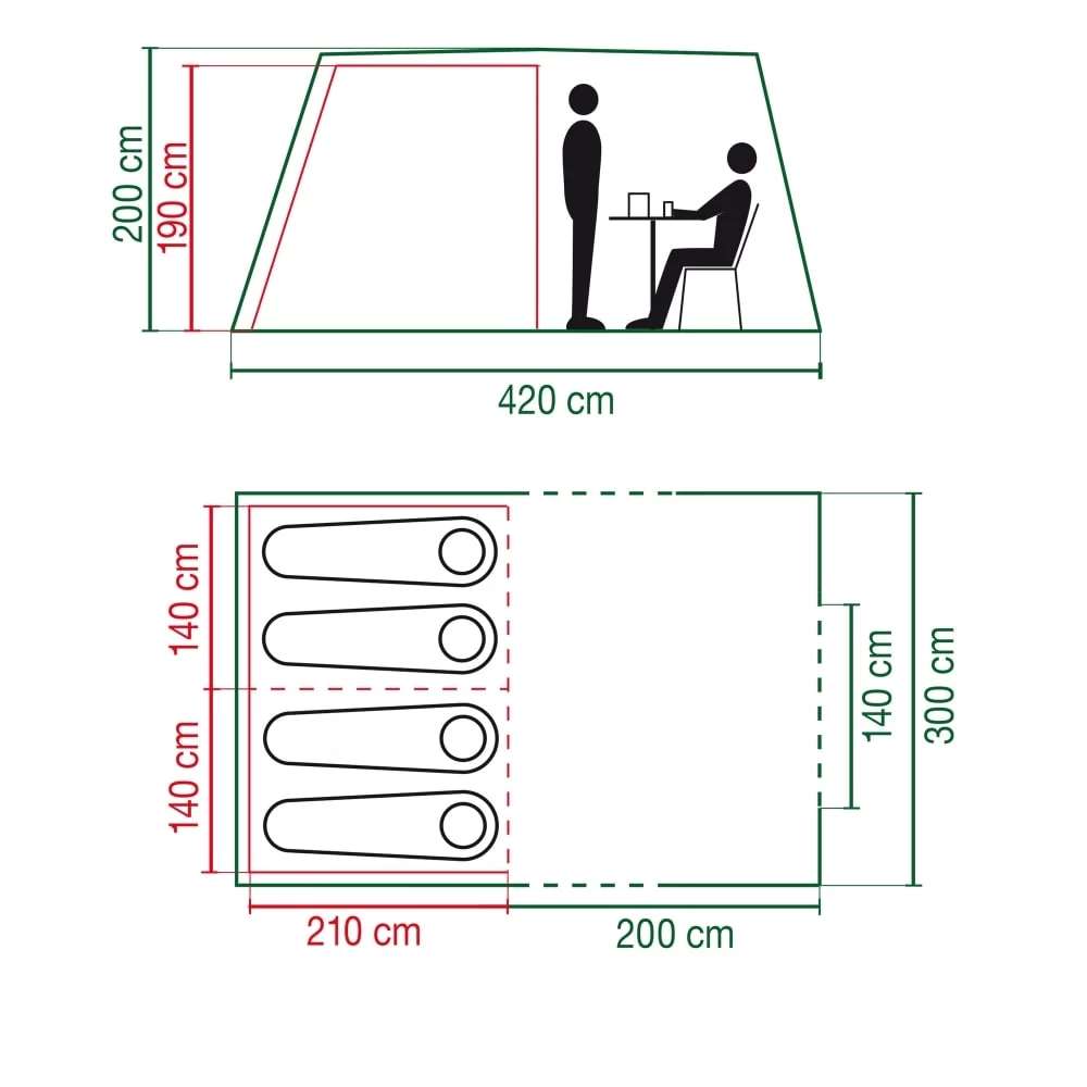 Coleman Cook 4 / 4 Persoons Tunneltent - Groen - Afbeelding 3