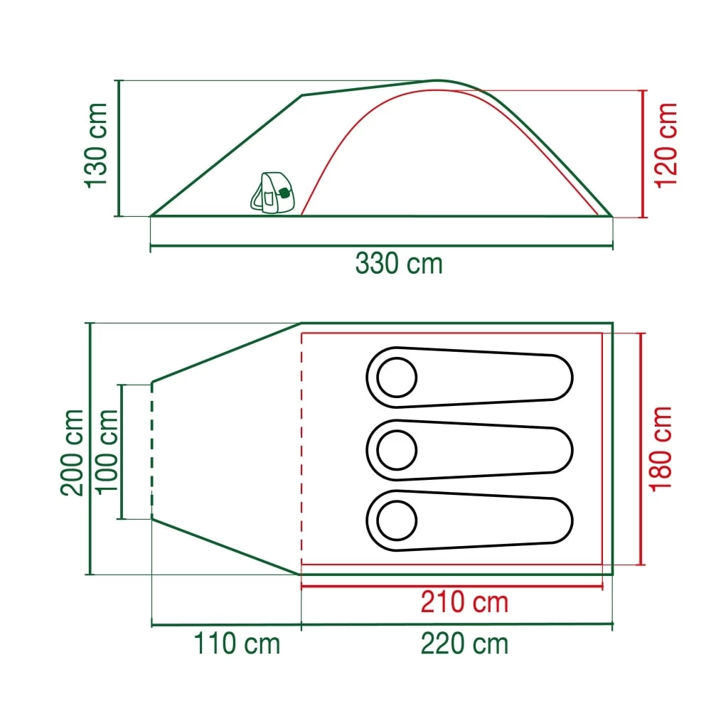 Coleman Darwin 3 Plus / 3 Persoons Tent - Groen - Afbeelding 2