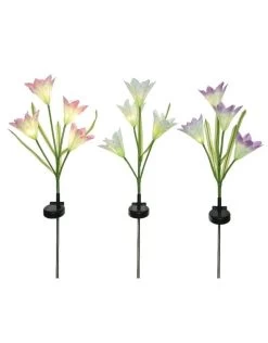 Decoris LED Solar Lelie 3kl.ass Buiten Dia10x65cm Warm Wit