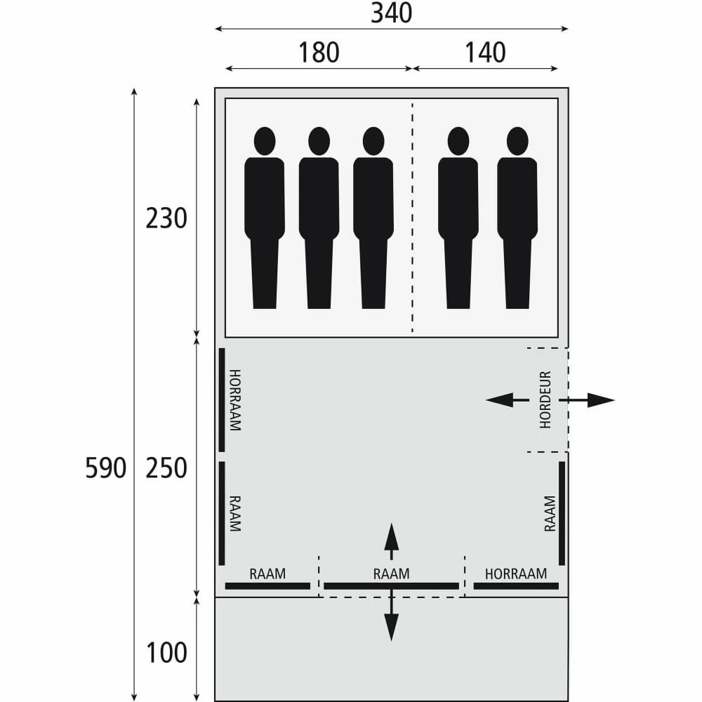 Bardani Spitfire 340 XL RSTC - 5 Persoons Tent Beige - Afbeelding 13