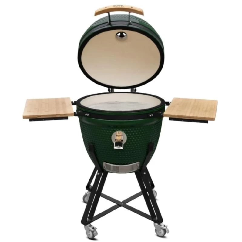Outr Extra Large Kamado Barbecue Met Onderstel En Side Tables Groen - Afbeelding 2