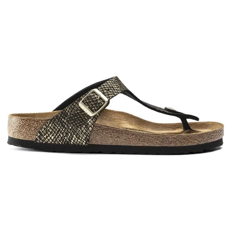 Birkenstock Gizeh MF Shiny Python Regular Slipper Dames Zwart