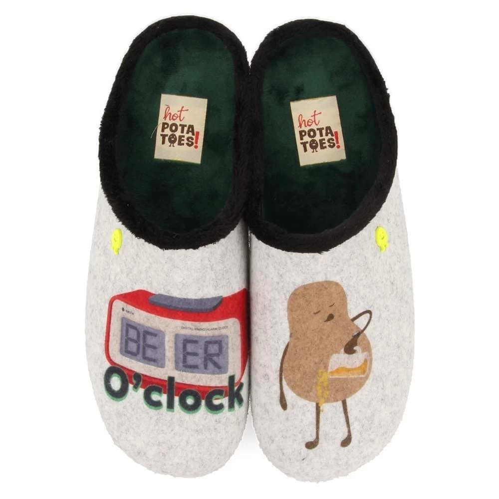 Hot Potatoes Bezau Beer O'clock Slof Heren Grijs