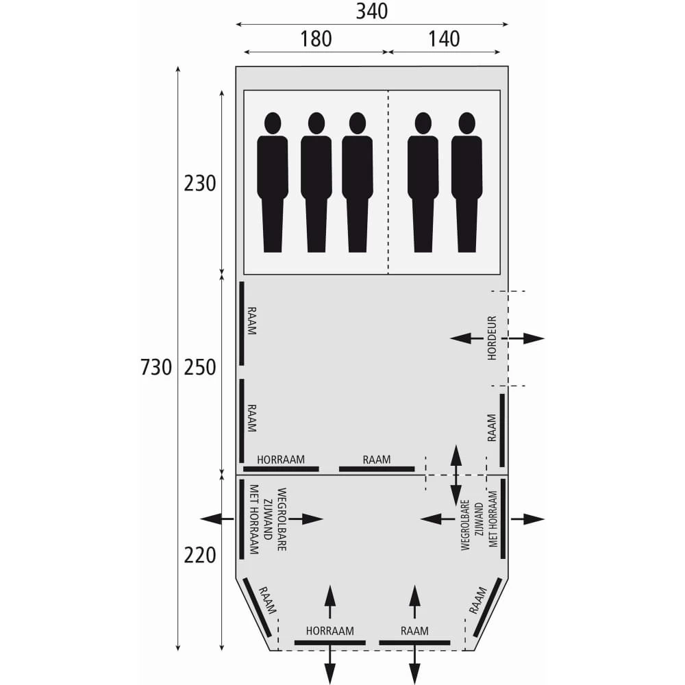 Bardani Royal Prestige 340 RSC / 5-Persoons Tent - Afbeelding 2