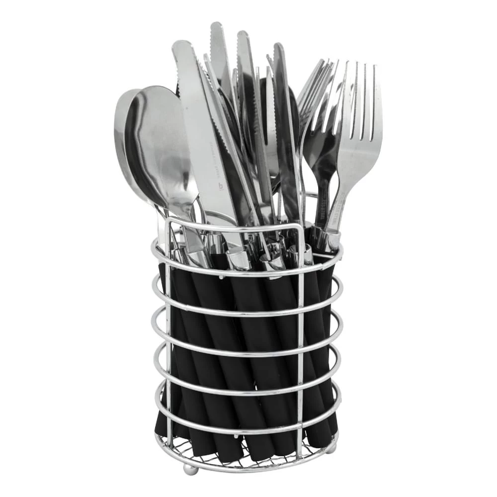 Bo-Camp Bestekset In Mandje Zwart