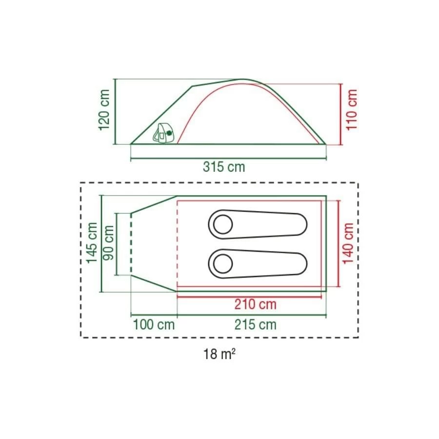 Coleman Darwin 2 Plus / 2 Persoons Tent Grijs - Afbeelding 2
