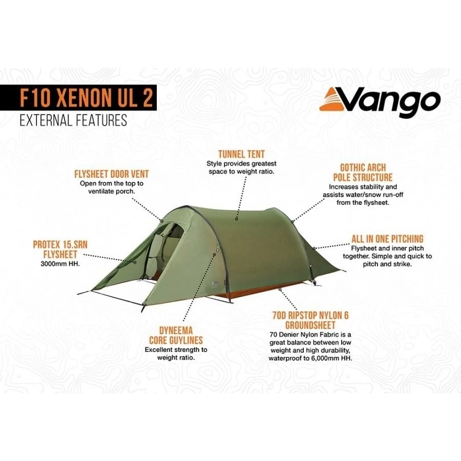 Vango F10 Xenon UL 2 / 2 Persoons Tent Groen - Afbeelding 6