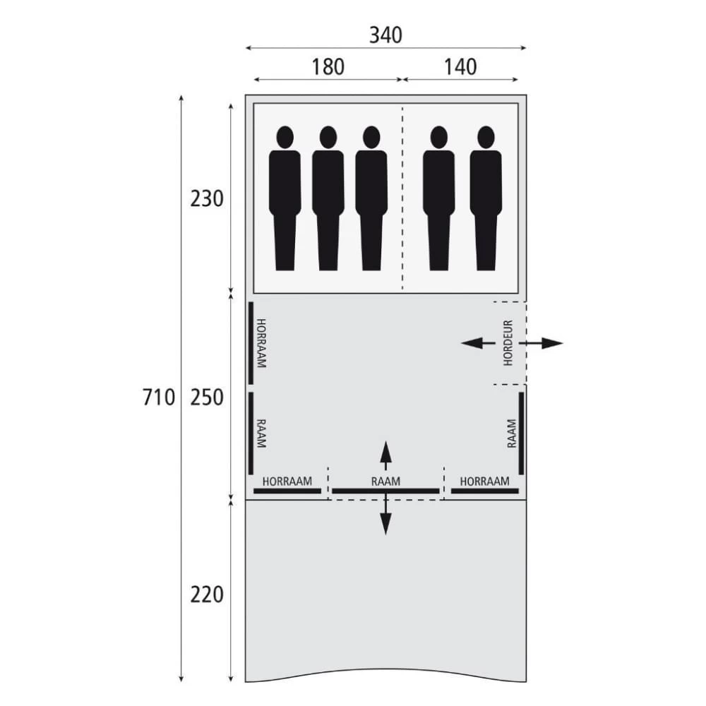 Bardani Spitfire 340 XL RSTC Deluxe / 5 Persoons Tent Beige - Afbeelding 10